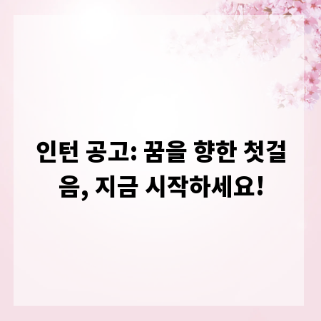인턴 공고: 꿈을 향한 첫걸음, 지금 시작하세요!