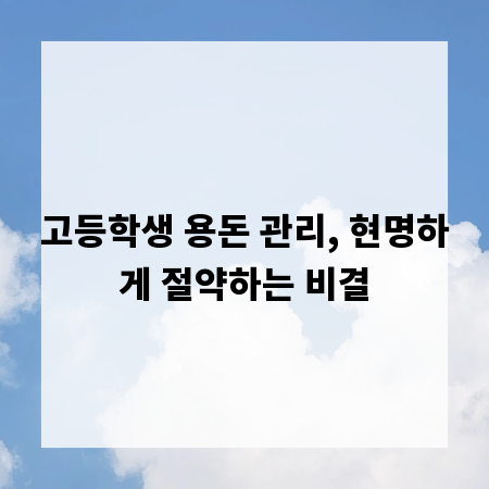 고등학생 용돈 관리, 현명하게 절약하는 비결