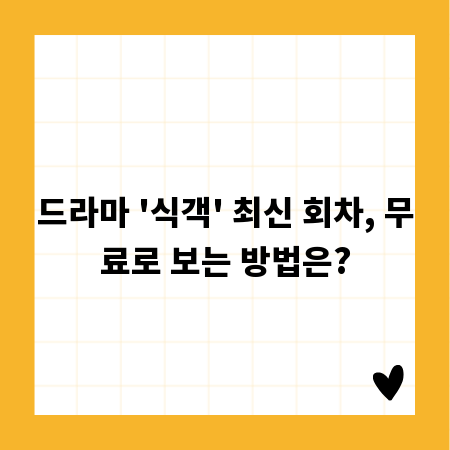 드라마 '식객' 최신 회차, 무료로 보는 방법은?