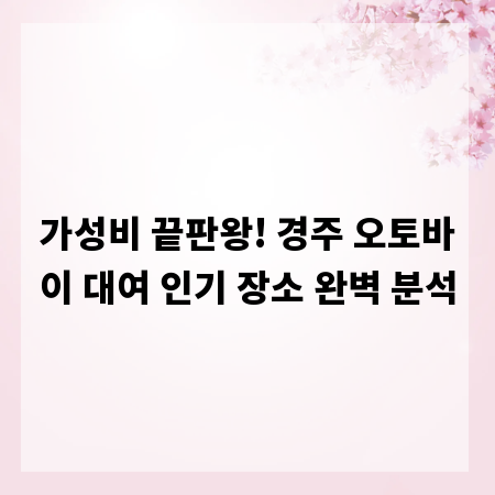 가성비 끝판왕! 경주 오토바이 대여 인기 장소 완벽 분석