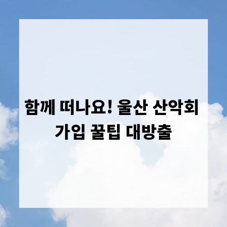 함께 떠나요! 울산 산악회 가입 꿀팁 대방출