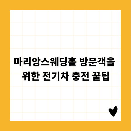 마리앙스웨딩홀 방문객을 위한 전기차 충전 꿀팁