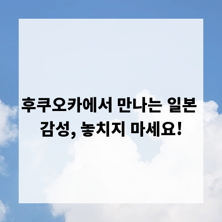후쿠오카에서 만나는 일본 감성, 놓치지 마세요!