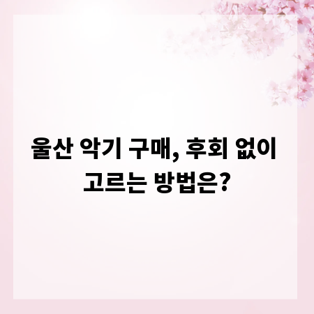 울산 악기 구매, 후회 없이 고르는 방법은?