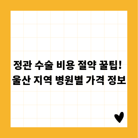 정관 수술 비용 절약 꿀팁! 울산 지역 병원별 가격 정보