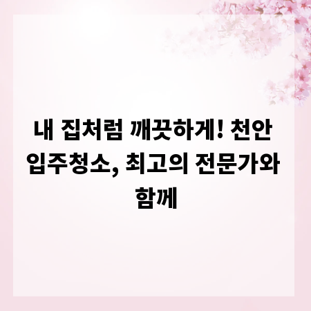 내 집처럼 깨끗하게! 천안 입주청소, 최고의 전문가와 함께