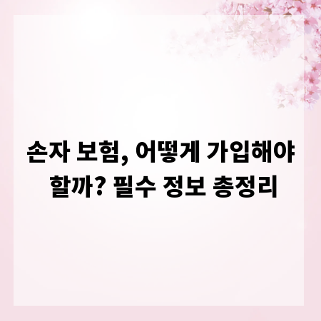 손자 보험, 어떻게 가입해야 할까? 필수 정보 총정리