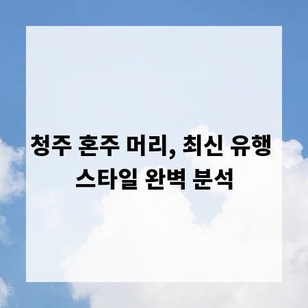 청주 혼주 머리, 최신 유행 스타일 완벽 분석