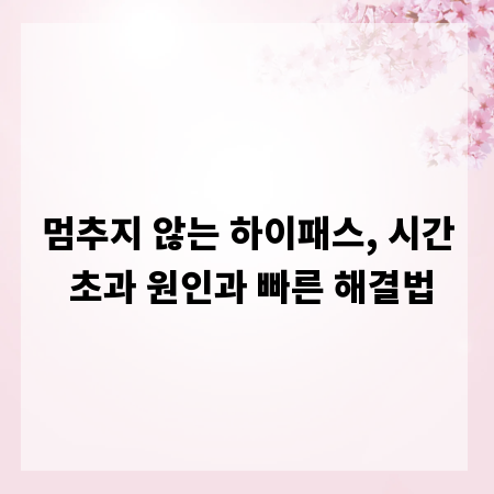 멈추지 않는 하이패스, 시간 초과 원인과 빠른 해결법