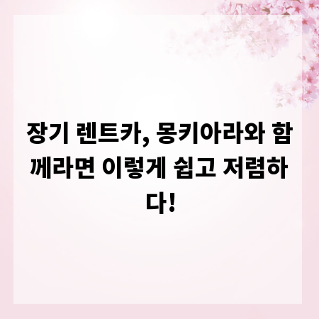 장기 렌트카, 몽키아라와 함께라면 이렇게 쉽고 저렴하다!