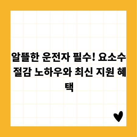 알뜰한 운전자 필수! 요소수 절감 노하우와 최신 지원 혜택