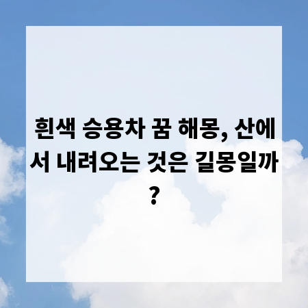 흰색 승용차 꿈 해몽, 산에서 내려오는 것은 길몽일까?