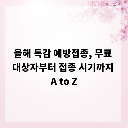 올해 독감 예방접종, 무료 대상자부터 접종 시기까지 A to Z