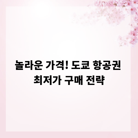 놀라운 가격! 도쿄 항공권 최저가 구매 전략