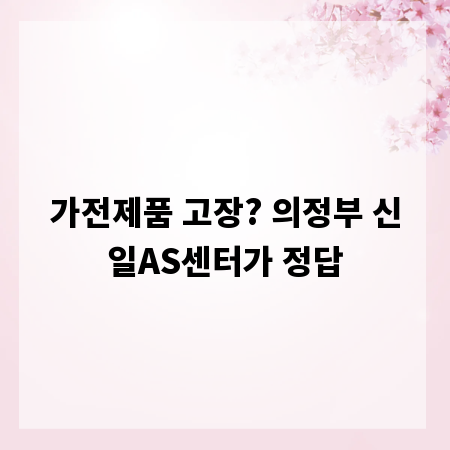 가전제품 고장? 의정부 신일AS센터가 정답