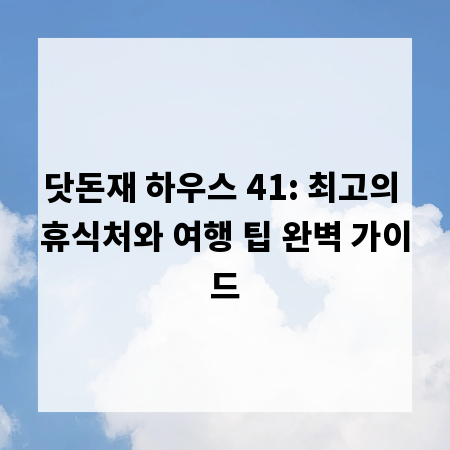 닷돈재 하우스 41: 최고의 휴식처와 여행 팁 완벽 가이드