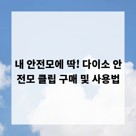 내 안전모에 딱! 다이소 안전모 클립 구매 및 사용법