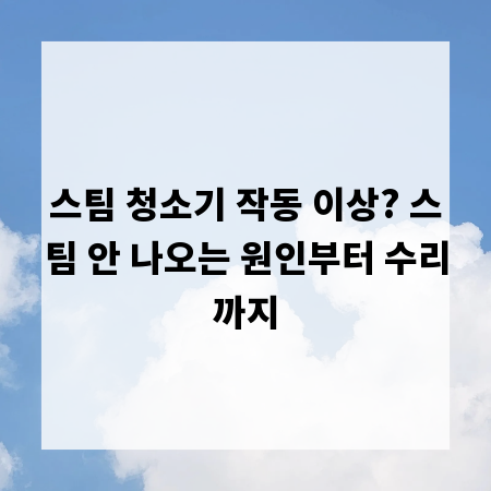 스팀 청소기 작동 이상? 스팀 안 나오는 원인부터 수리까지