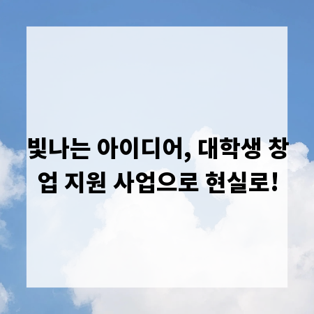 빛나는 아이디어, 대학생 창업 지원 사업으로 현실로!