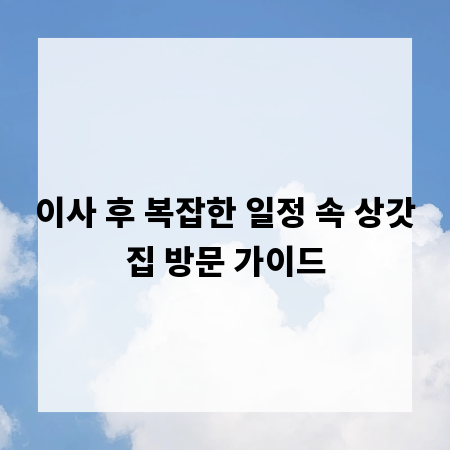 이사 후 복잡한 일정 속 상갓집 방문 가이드