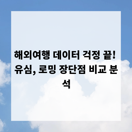 해외여행 데이터 걱정 끝! 유심, 로밍 장단점 비교 분석