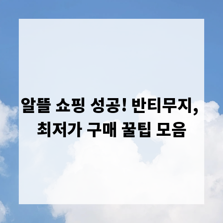 알뜰 쇼핑 성공! 반티무지, 최저가 구매 꿀팁 모음