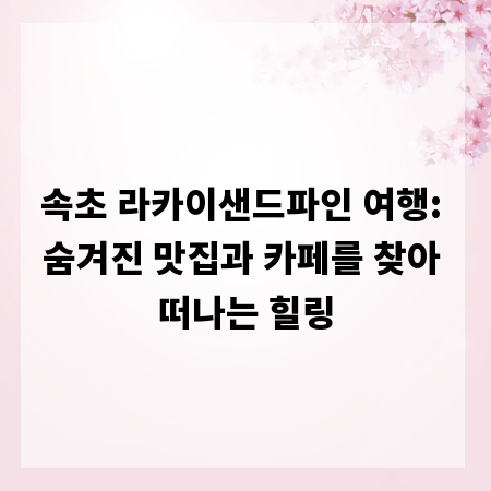 속초 라카이샌드파인 여행: 숨겨진 맛집과 카페를 찾아 떠나는 힐링