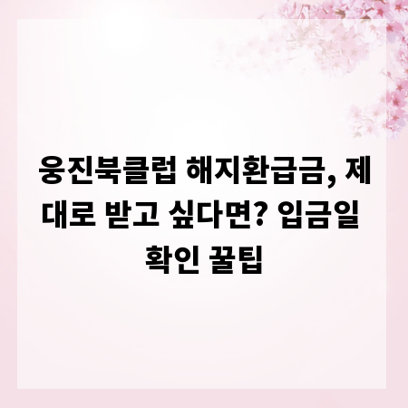 웅진북클럽 해지환급금, 제대로 받고 싶다면? 입금일 확인 꿀팁