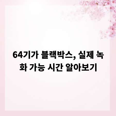 64기가 블랙박스, 실제 녹화 가능 시간 알아보기