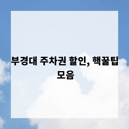 부경대 주차권 할인, 핵꿀팁 모음