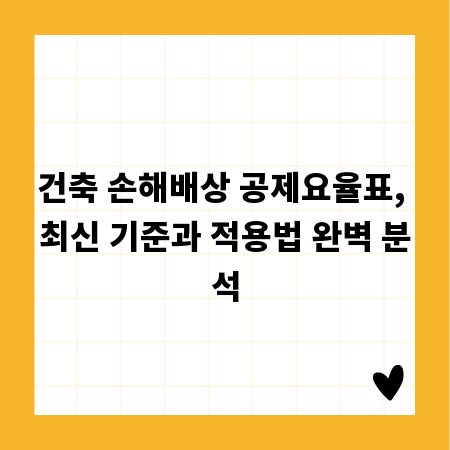건축 손해배상 공제요율표, 최신 기준과 적용법 완벽 분석