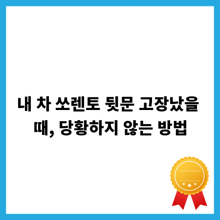 내 차 쏘렌토 뒷문 고장났을 때, 당황하지 않는 방법