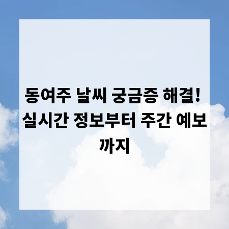 동여주 날씨 궁금증 해결! 실시간 정보부터 주간 예보까지