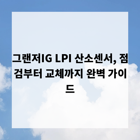 그랜저IG LPI 산소센서, 점검부터 교체까지 완벽 가이드