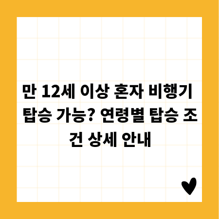 만 12세 이상 혼자 비행기 탑승 가능? 연령별 탑승 조건 상세 안내
