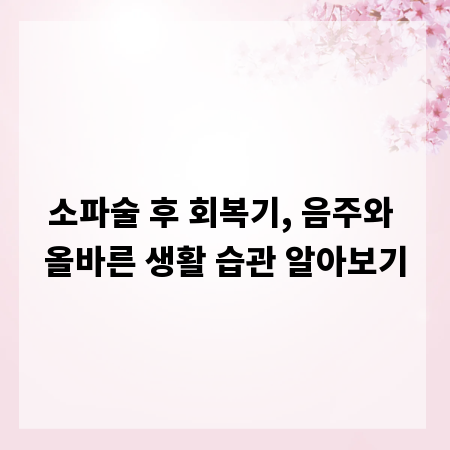 소파술 후 회복기, 음주와 올바른 생활 습관 알아보기