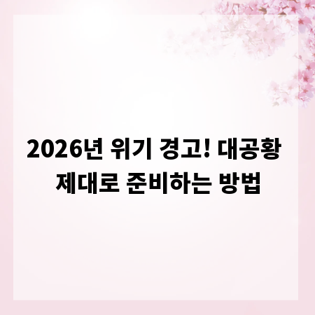 2026년 위기 경고! 대공황 제대로 준비하는 방법