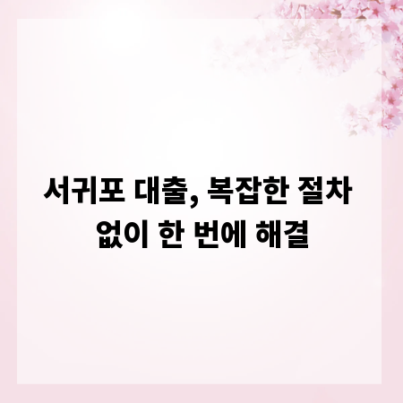 서귀포 대출, 복잡한 절차 없이 한 번에 해결