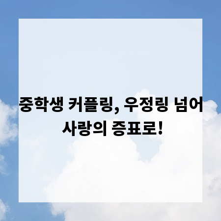 중학생 커플링, 우정링 넘어 사랑의 증표로!