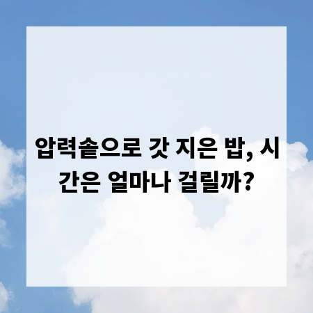 압력솥으로 갓 지은 밥, 시간은 얼마나 걸릴까?