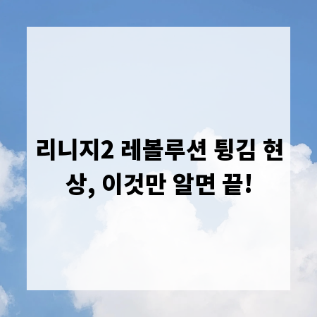 리니지2 레볼루션 튕김 현상, 이것만 알면 끝!