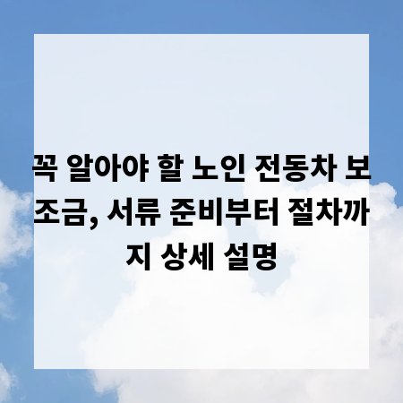 꼭 알아야 할 노인 전동차 보조금, 서류 준비부터 절차까지 상세 설명