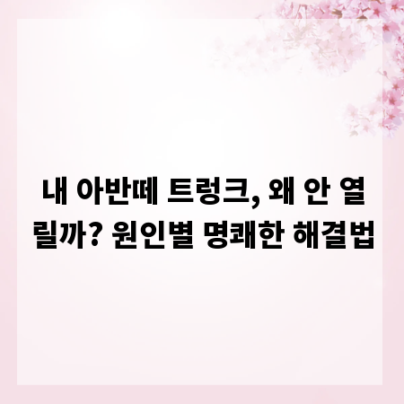 내 아반떼 트렁크, 왜 안 열릴까? 원인별 명쾌한 해결법