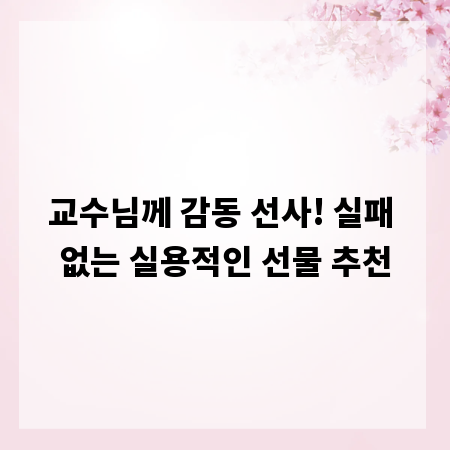 교수님께 감동 선사! 실패 없는 실용적인 선물 추천