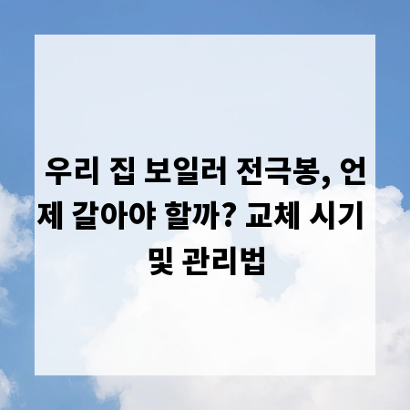 우리 집 보일러 전극봉, 언제 갈아야 할까? 교체 시기 및 관리법