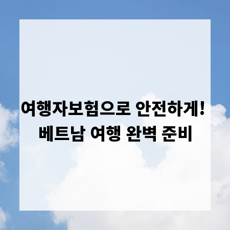 여행자보험으로 안전하게! 베트남 여행 완벽 준비