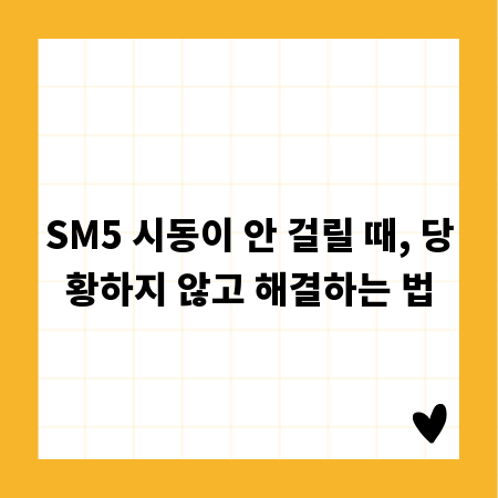 SM5 시동이 안 걸릴 때, 당황하지 않고 해결하는 법