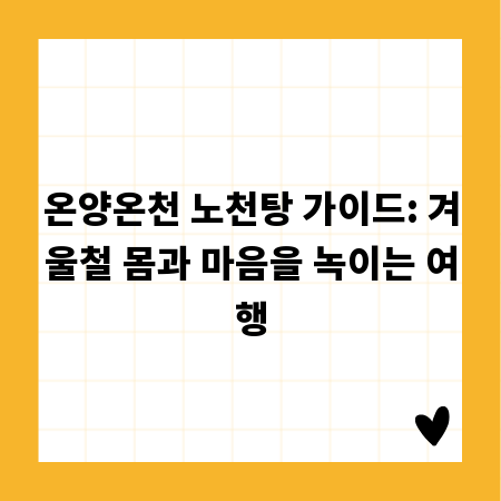 온양온천 노천탕 가이드: 겨울철 몸과 마음을 녹이는 여행