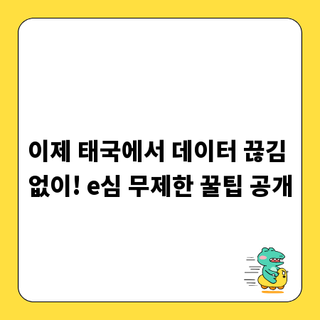 이제 태국에서 데이터 끊김 없이! e심 무제한 꿀팁 공개