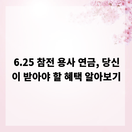 6.25 참전 용사 연금, 당신이 받아야 할 혜택 알아보기